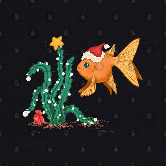 Christmas Goldfish with a Kelp Tree and Pearls by SimplyKitt